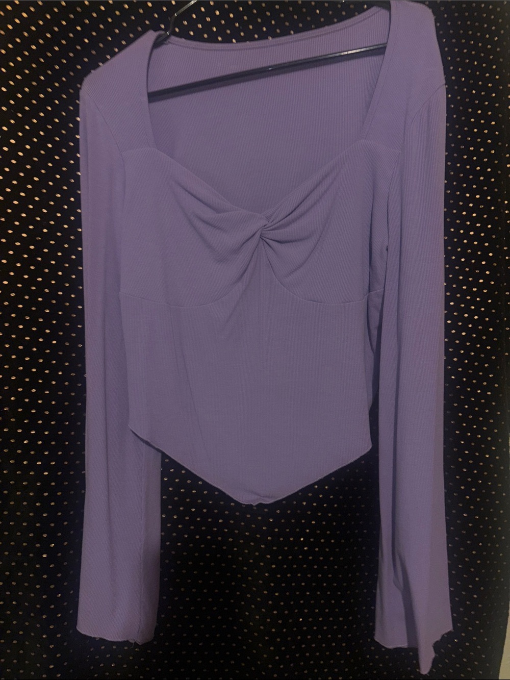 Lavender Long-Sleeve Twist-Front Women’s Top